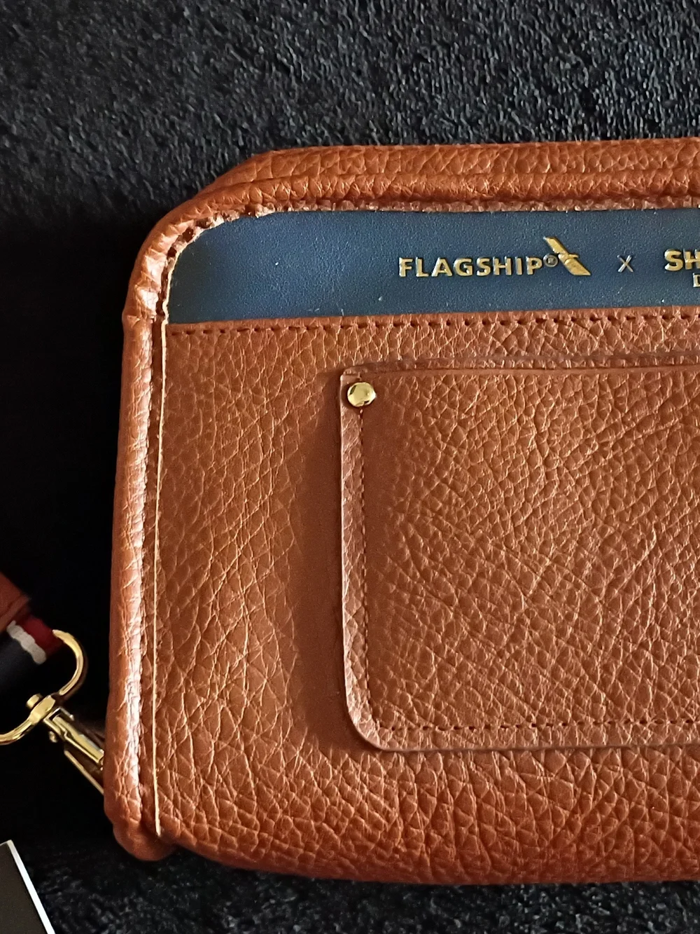 Cognac Leather Wristlet Wallet